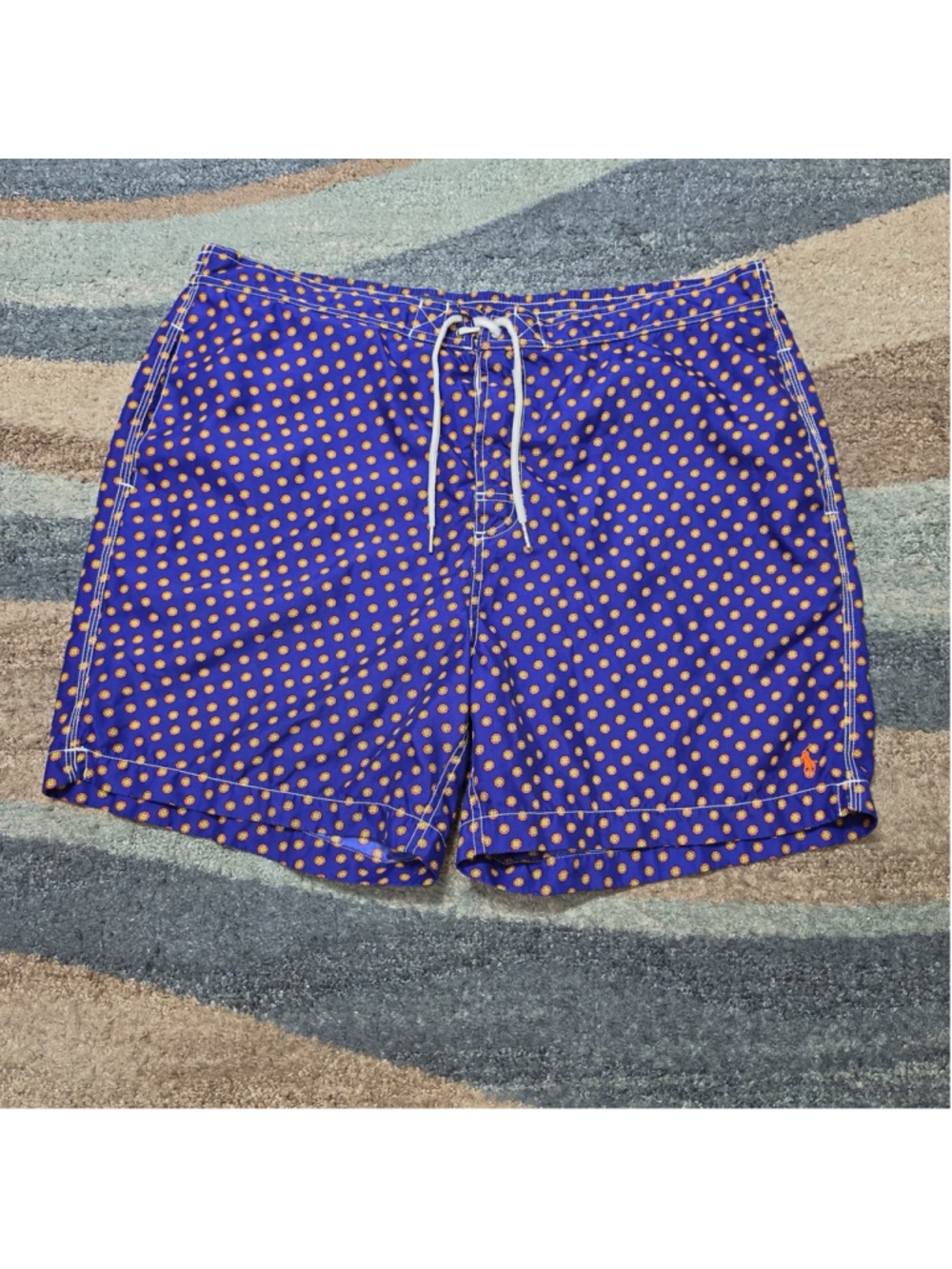 Polo Ralph Lauren Swim Trunks Mens XXL Blue Print Pony Logo Beach Shorts